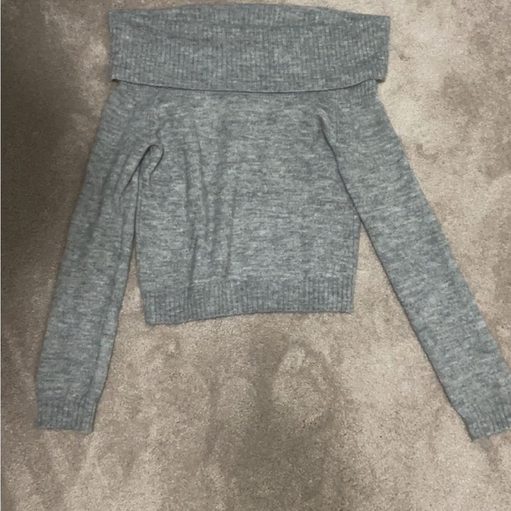 H&M Heather Gray Off-Shoulder Sweater